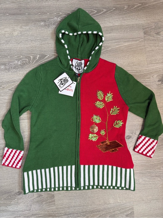 Whoopi Goldberg Sweaters - Whoopi Goldberg "Ugly Christmas Sweater" Holiday Hoodie Knit Cardigan